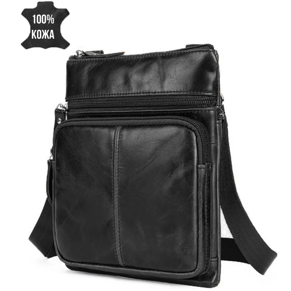 Мужская сумка из натуральной итальянской кожи флотар – 5 карманов, прочная фурнитура RW-38 Львов - изображение 6