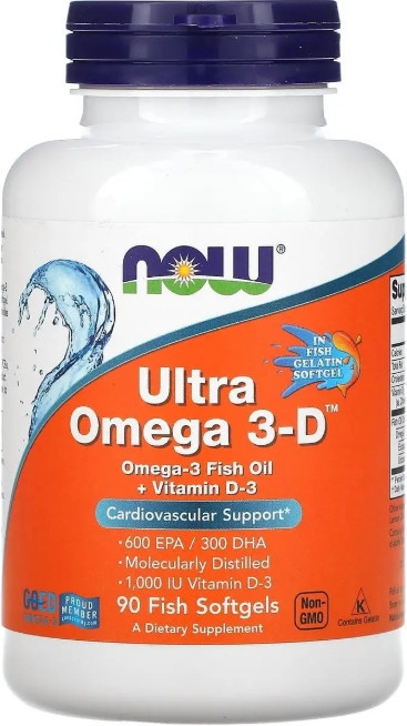 Омега 3 с витамином Д NOW Foods Ultra Omega 3-D 90 капсул Киев - изображение 1