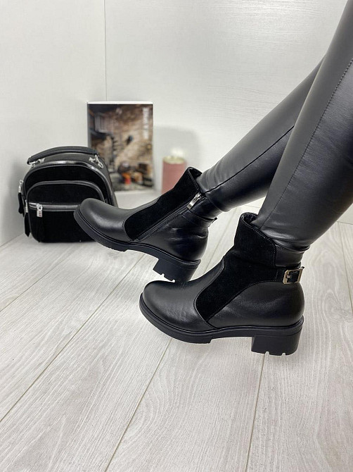 Черевики жіночі Днипро Джулия чорні шкіра+замша натуральна зима 36р.39р.40р. (2370) Коломыя - изображение 2