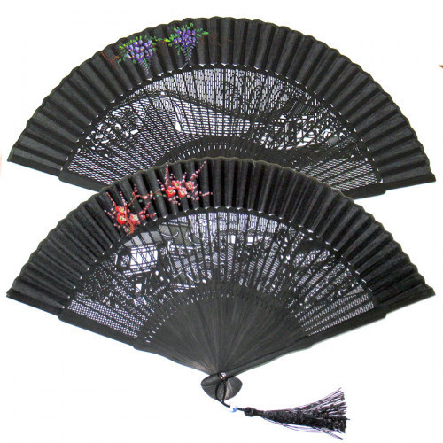 Віяло ручне чорне з малюнком Київ - фото 1