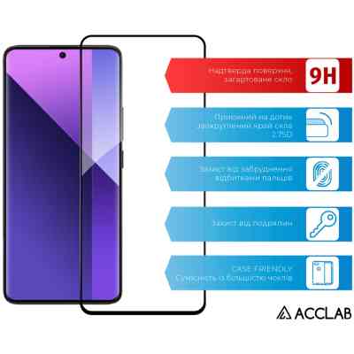 Стекло защитное ACCLAB Full Glue Xiaomi Redmi Note 13 Pro Plus 5G Black (1283126583827) Винница