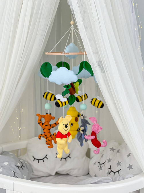 Дитячий мобіль на ліжечко для немовлят WooolyWool «Пригоди друзів» Київ - фото 10
