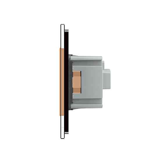 LIVOLO Електрична розетка з заземленням LIVOLO, золота з чорною рамкою, шторки, скло, 250В 16А Коломия