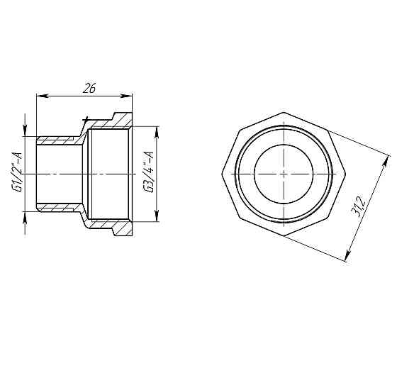 Перехідник редукційний 3/4″х1/2″ВЗ латунний LI433S OPTIMUM (000030983) Київ