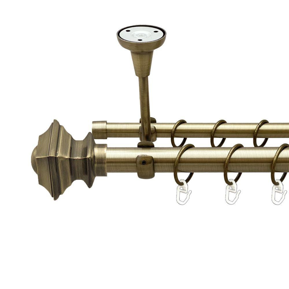 Карниз Orvit Борджеза металевий дворядний відкритий до стелі гладка труба кільце металеве Антик 25\16 мм 200 см (00-00018483) Львів - фото 1