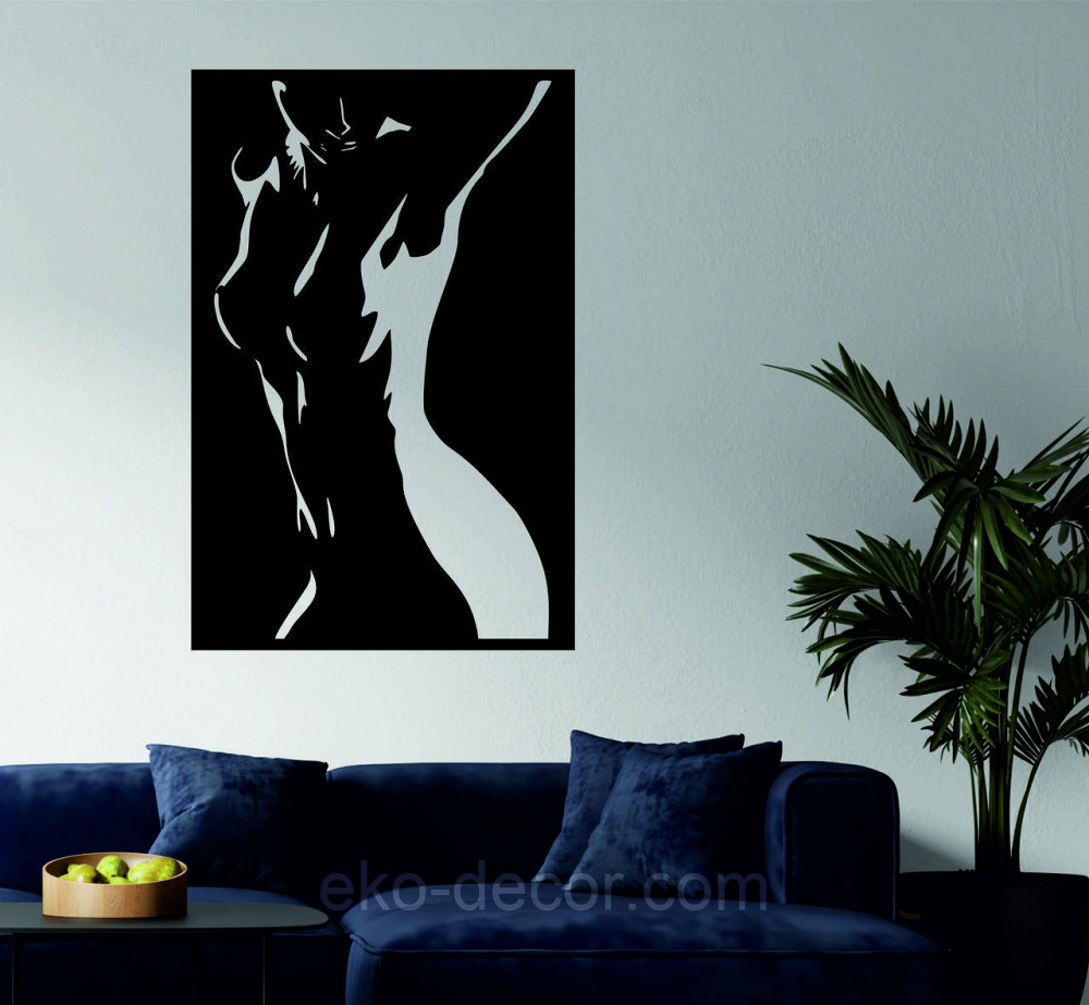 Декоративное настенное Панно «Силуэт женщины», Декор на стену 70*46 см, Черный Киев - изображение 2