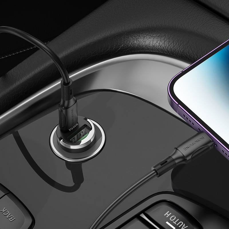 Автомобільний зарядний пристрій BOROFONE BZ29A Talented PD36W+QC3.0 car charger set(C to iP) Black Київ - фото 6