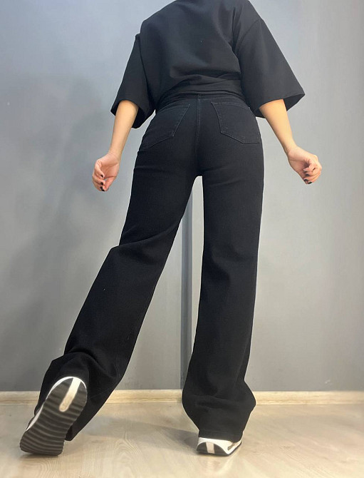 Джинсы женские Twin 1300 палаццо straight fit стрейчевые ровные от бедра черные, черный, 36, 36, 76  Одесса - изображение 6