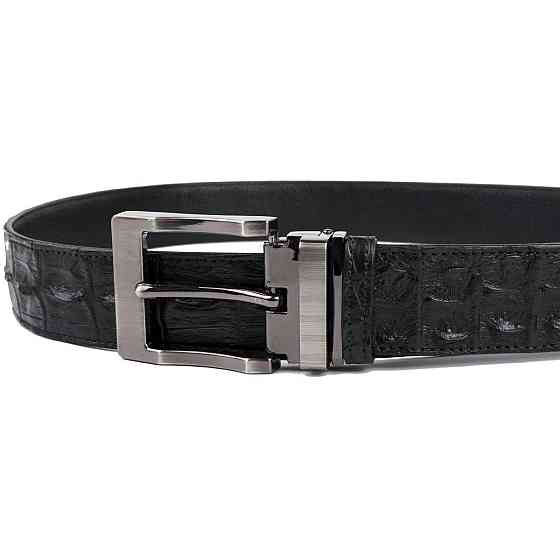 Ремінь класика з натуральної шкіри крокодила Чорний (CROCODILE LEATHER) Київ