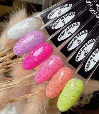 Гель-лак SAGA Marmelade №6 летняя коллекция оттенков мармелада (белый с хлопьями), 9 мл Киев