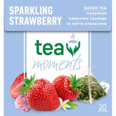 Чай Tea Moments Sparkling Strawberry зелений 20х1.8 г пірамідки (tm.02920) Вінниця