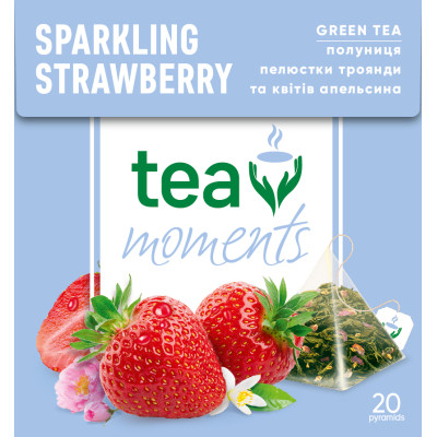 Чай Tea Moments Sparkling Strawberry зелений 20х1.8 г пірамідки (tm.02920) Вінниця - фото 1