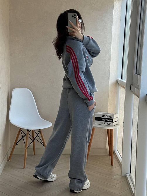 Стильный женский оверсайз костюм двойка триника флис Меланж Одесса - изображение 5