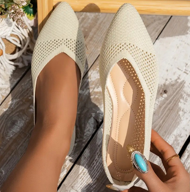 Женские балетки тканевые 248 мм бежевый Киев - изображение 3