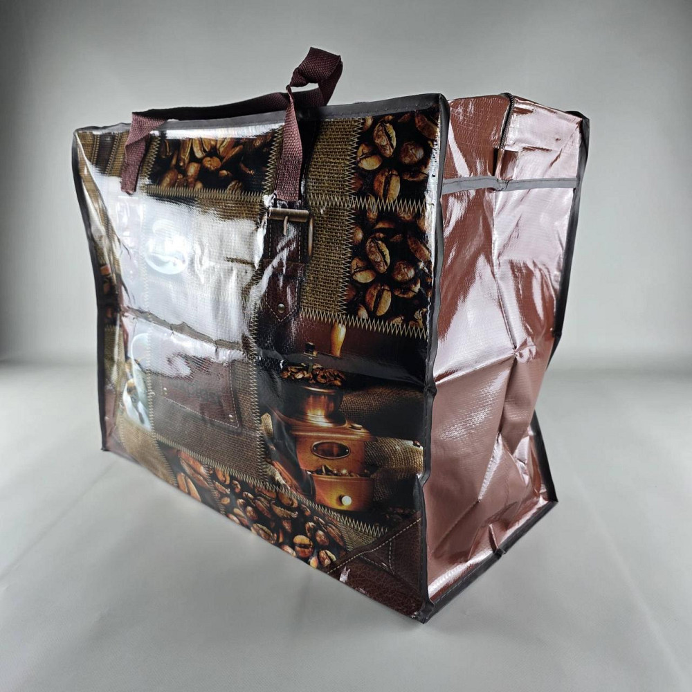 Полипропиленовая сумка на змейке  хозяйственная  с цветным рисунком №4 Кофе (1 шт) Харьков - изображение 2