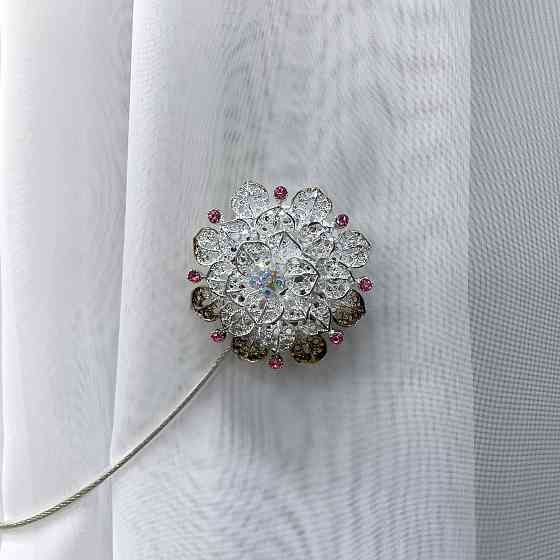 Магніти для штор та гардин "Flowers" набір 2 шт Сріблястий (81-236) Київ