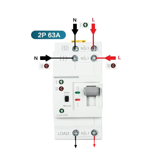 Автомат введення резерву АВР GEYA G2R-63 63A однофазний на Din-рейку + Din-рейка Київ