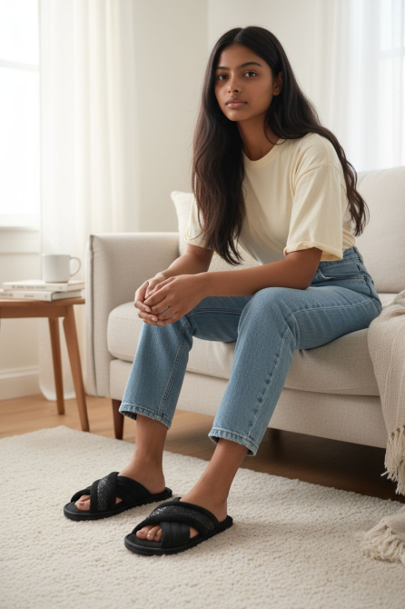 Хатні капці жіночі відкриті навхрест велюр чорний 36 Одеса - фото 2