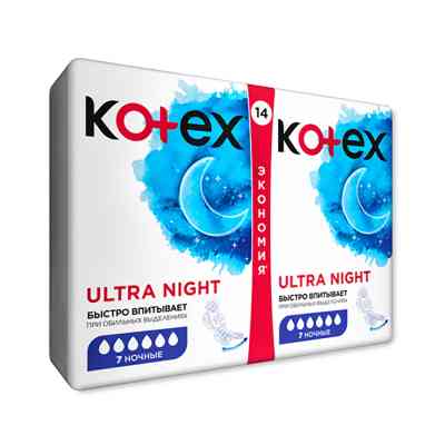 Гигиенические прокладки Kotex Ultra Night 14 шт. (5029053545226) Винница