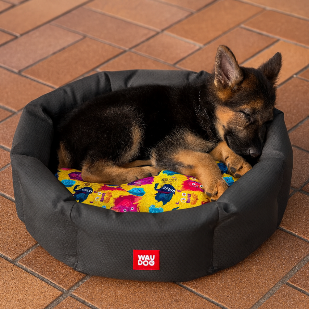 Лежанка для собак WAUDOG Relax, малюнок "Мохнаті монстри", L, Ш 49 см, Д 59 см, В 20 см Київ - фото 1