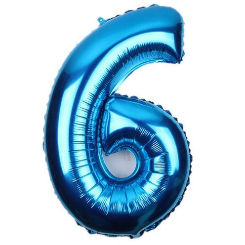 Кулька цифра 6 фольгована 32 дюйма блакитний Київ - фото 1