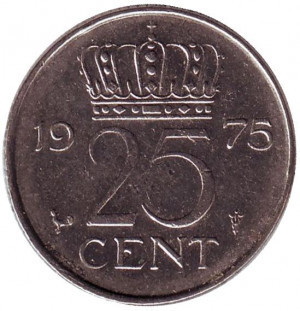 Монета 25 центов. 1975 год, Нидерланды. Полтава - изображение 1