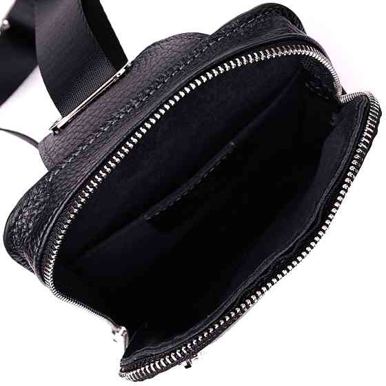 Прямоугольная сумка бананка из качественной натуральной кожи Черный (GRANDE PELLE) Киев