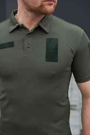 Тактическая оливковая футболка поло мужская летняя футболка для военнослужащего с липучками  WAR Львов