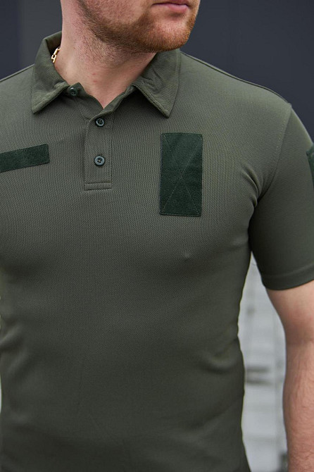 Тактическая оливковая футболка поло мужская летняя футболка для военнослужащего с липучками  WAR Львов - изображение 6