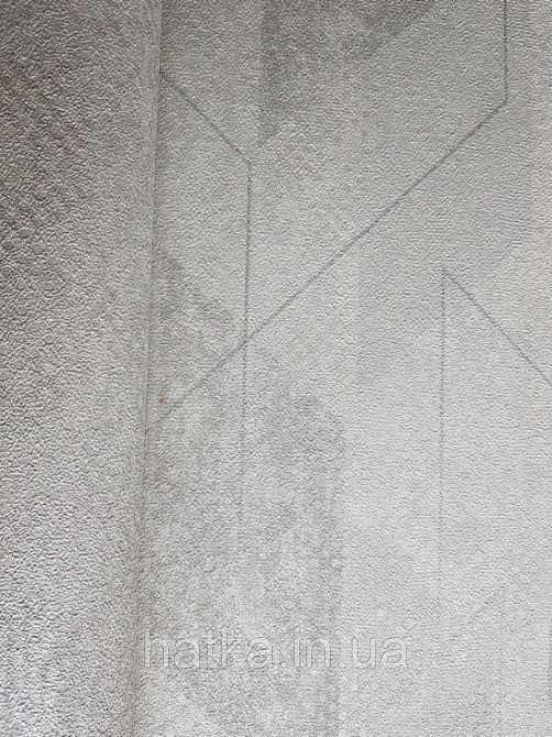 Шпалери вінілові на флізелін GranDeco Dorina метрові геометрія смуги фігури сіро-бежеві з сріблом Київ - фото 2