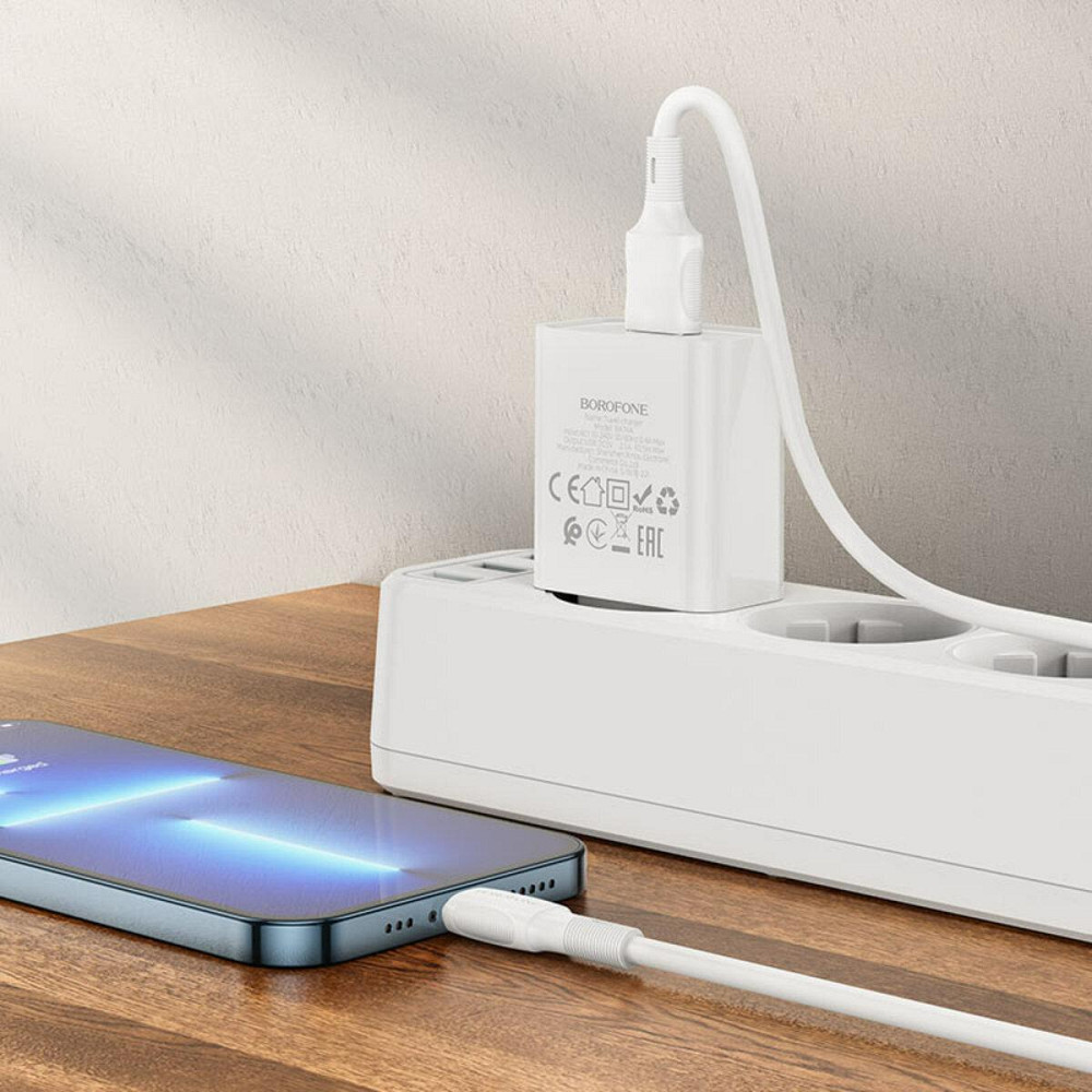 Сетевое зарядное устройство BOROFONE BA74A Aspirer single port charger set, цвет белый BA74ALW Одесса - изображение 6