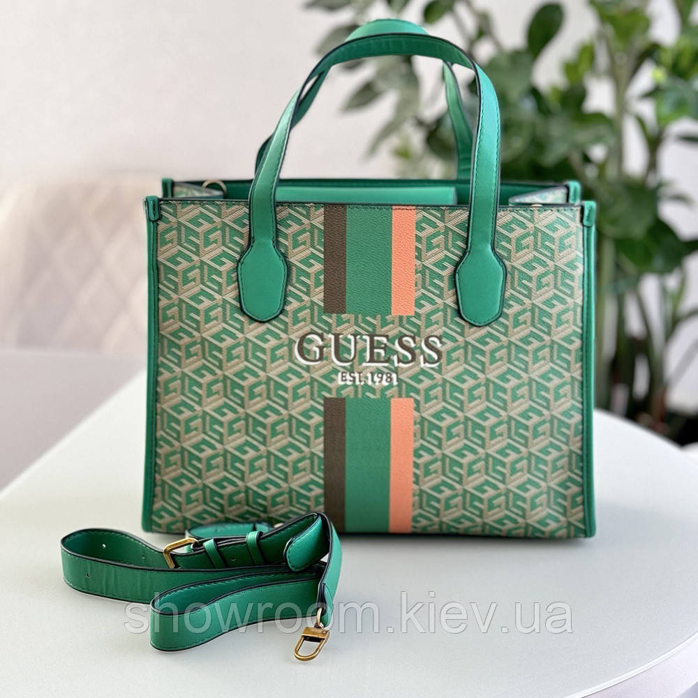 Жіноча сумка шоппер Guess (866522) зелена Київ - фото 1