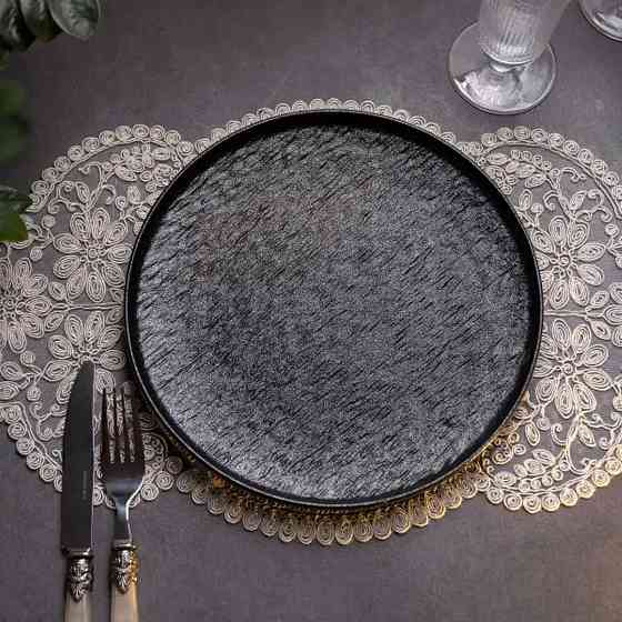 Тарілка порцелянова 25 см плоска чорна HP-7-735 Коломия