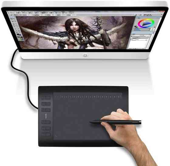 New_Графічний планшет Huion New 1060Plus + рукавичка ( Чорний ) Харьков