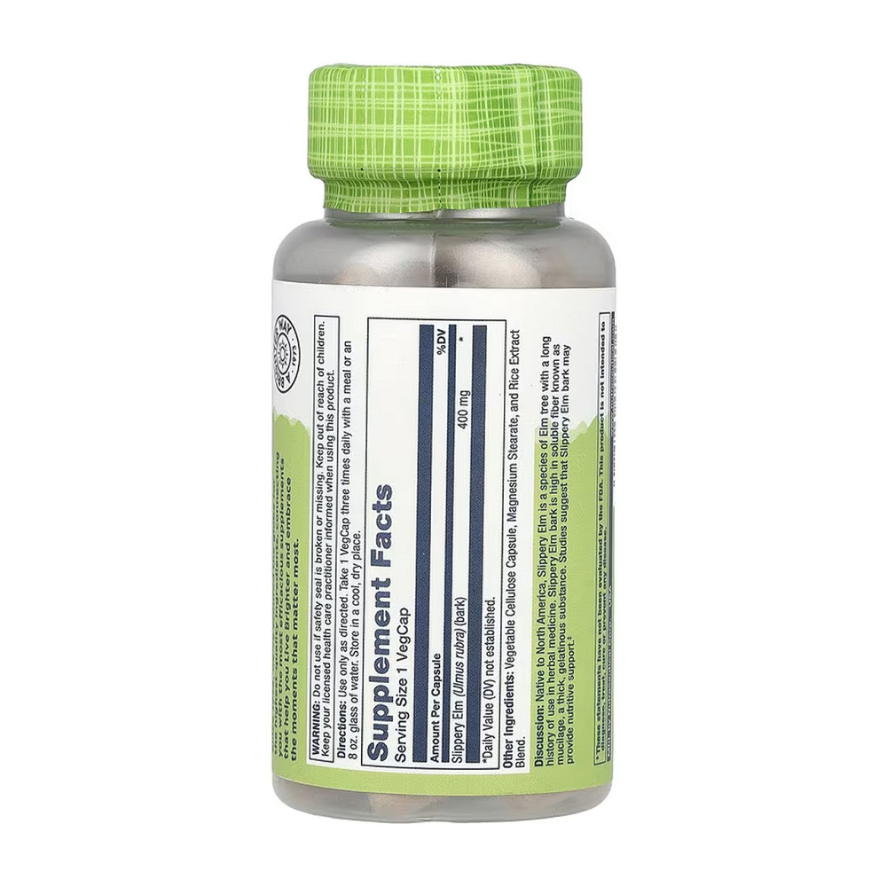 Скользкий Вяз Solaray Slippery Elm Bark 400mg 100 вег капс Киев - изображение 2
