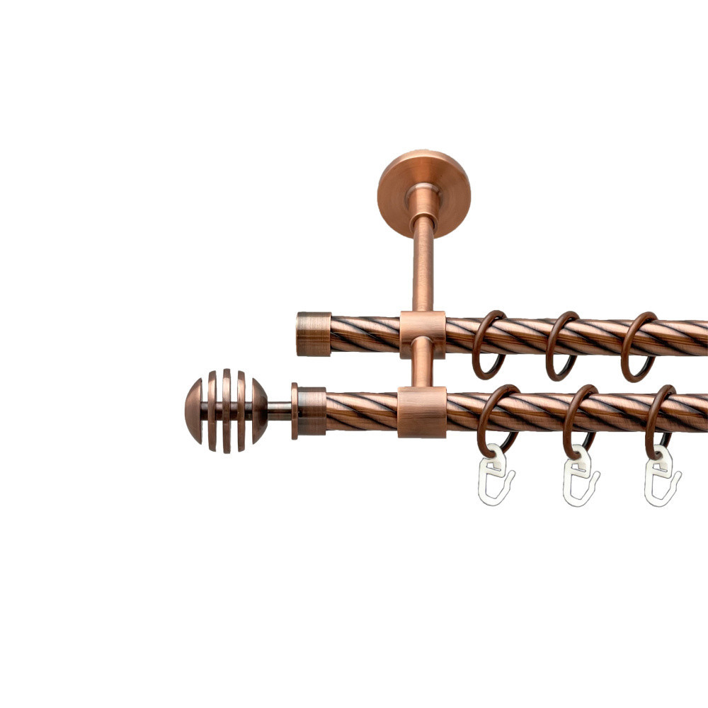 Карниз Orvit Верона металевий дворядний закритий скручена труба кільце металеве Мідь 16\16 мм 160 см Львов - изображение 1