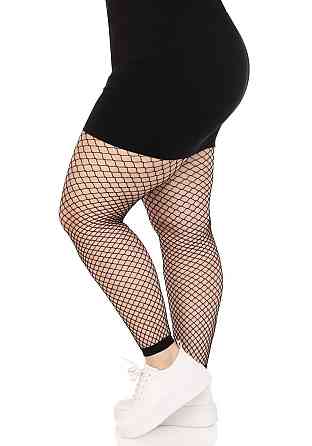 Колготки без стопи Leg Avenue Industrial Net footless tights, 1X/2X, чорні, в сітку Sex Aura Київ