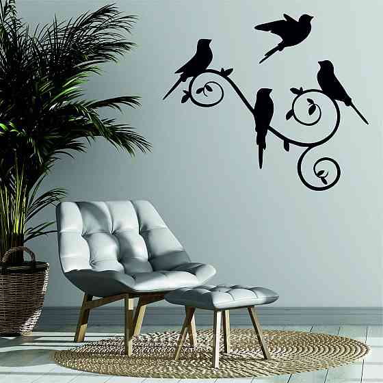 Декоративное настенное Панно «Птички», Декор на стену 70*51 см, Черный Киев