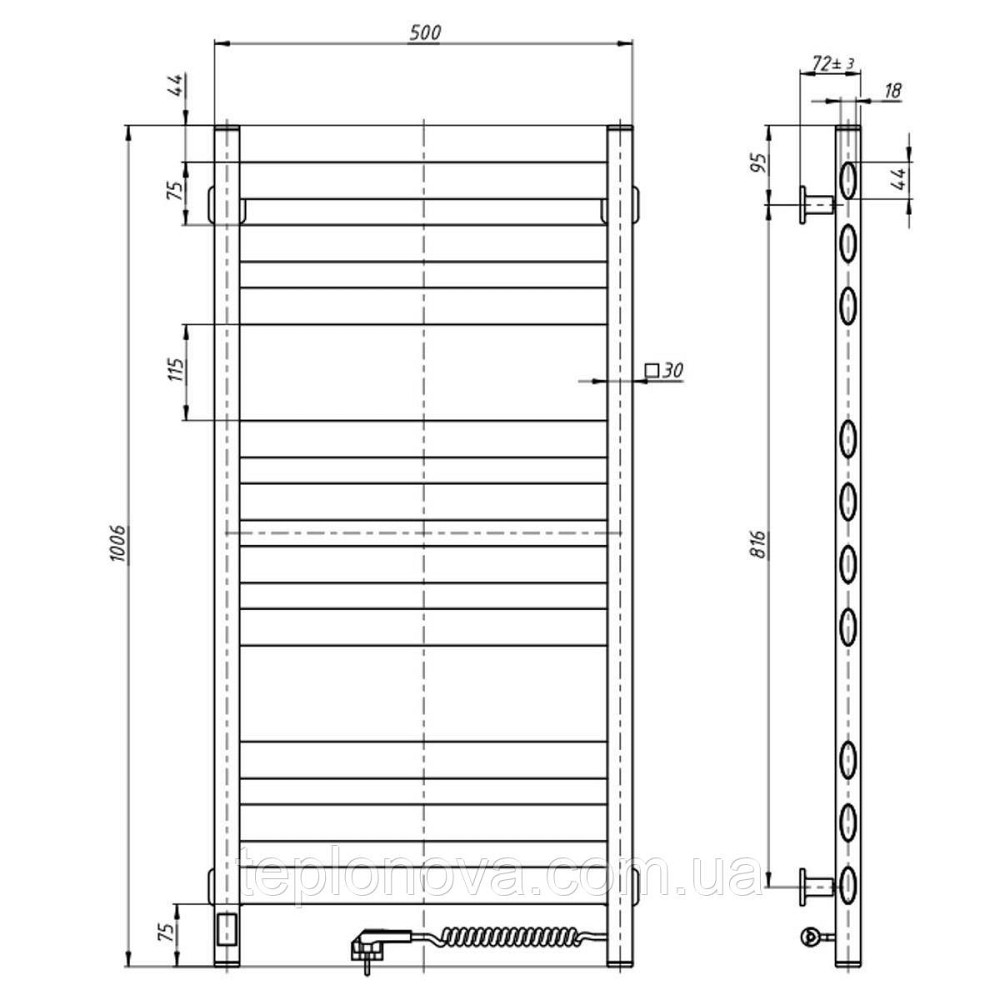 Сушарка для рушників Ellipse 500х1000 Sensor права з таймером, білий оксамит Чернівці - фото 4