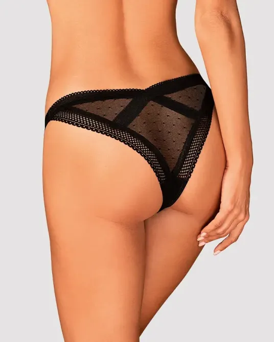 Мереживні трусики із заниженою талією Obsessive Estiqua panties XS/S, black Львов - изображение 2