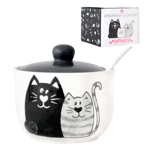 Цукорниця Мурчики з ложкою 450мл d11см/h7,5см 2242-19 S&T Житомир