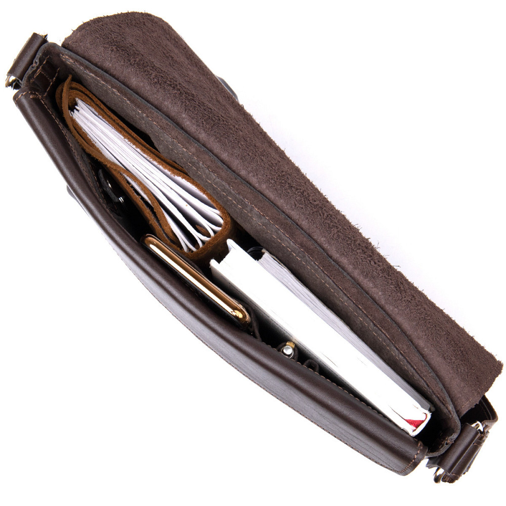 Кожаная мужская сумка GRANDE PELLE 11430 Коричневый Киев - изображение 7