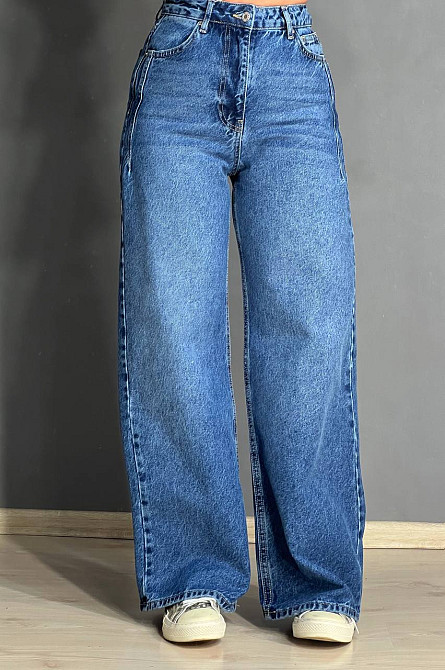 Джинси жіночі It’s Basic 2499 Wide Leg з високою талією рівні від стегна з виточками на стегнах світло сині, світло-синій, 38, 38, 70 см, 100 см Київ - фото 12