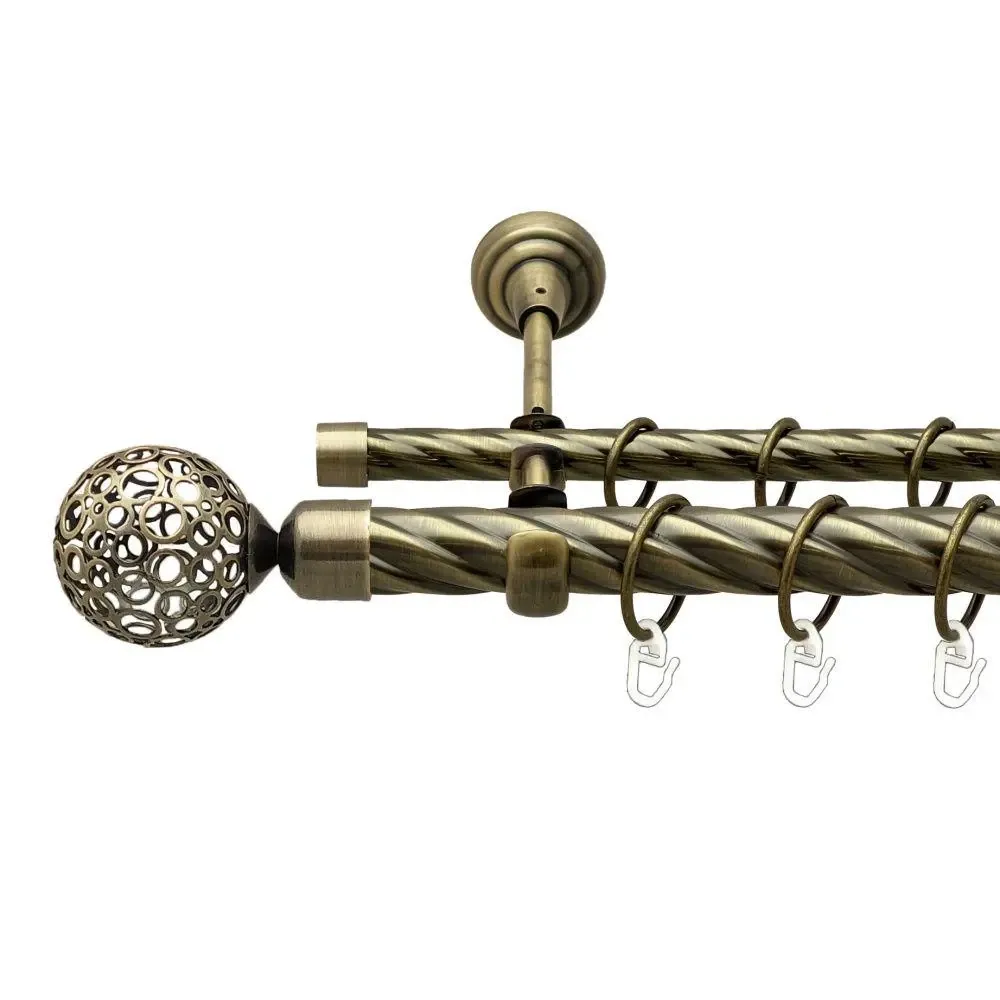 Карниз Orvit Савона металевий дворядний відкритий скручена труба кільце металеве Антик 25\16 мм 160 см (00-00018093) Львів - фото 1