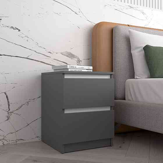 Прикроватная тумба VAYS R-5 Антрацит-Белые планки, 2 ящика без ручек, ЛДСП 40×40×53 см – тумба в спальню Львов