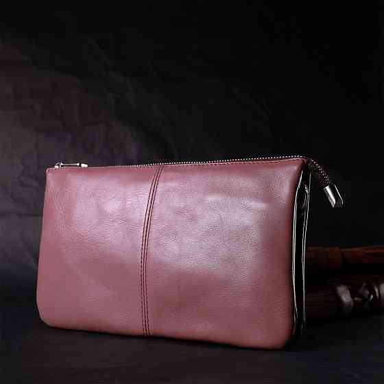 Красивий жіночий клатч із натуральної шкіри GRANDE PELLE 11634 Пудровий Київ