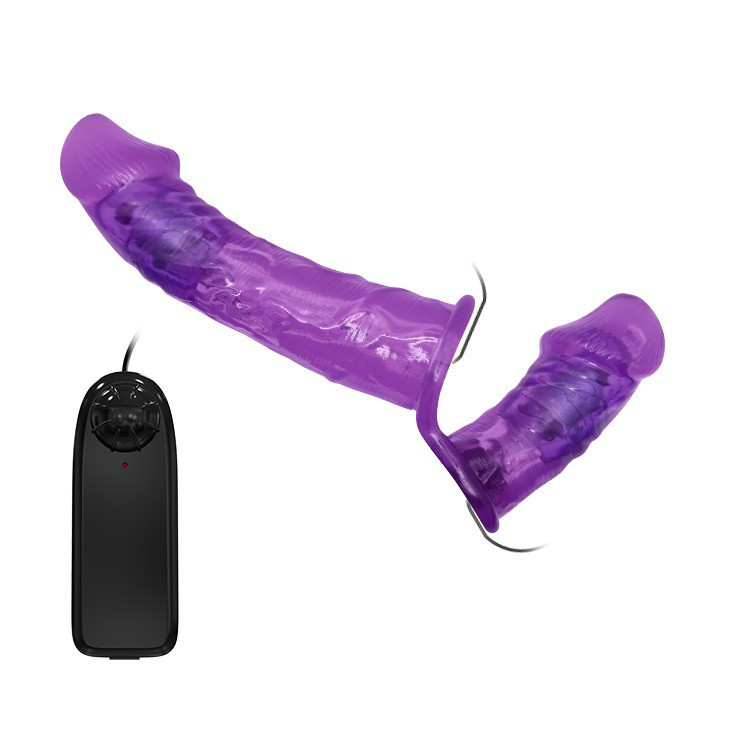 Подвійний страпон із вібрацією фіолетовий - Ultra Passionate Harness Dual Vibration Purple Sex Aura Київ - фото 3