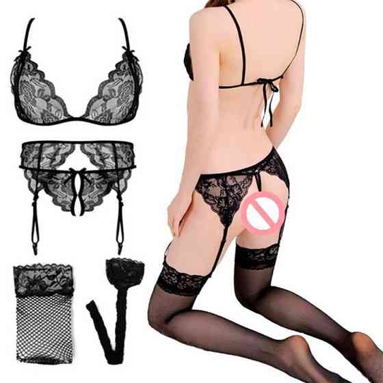 Беспроигрышный комплект с чулками и поясом для чулок Чёрный – Эротическое бельё Винница