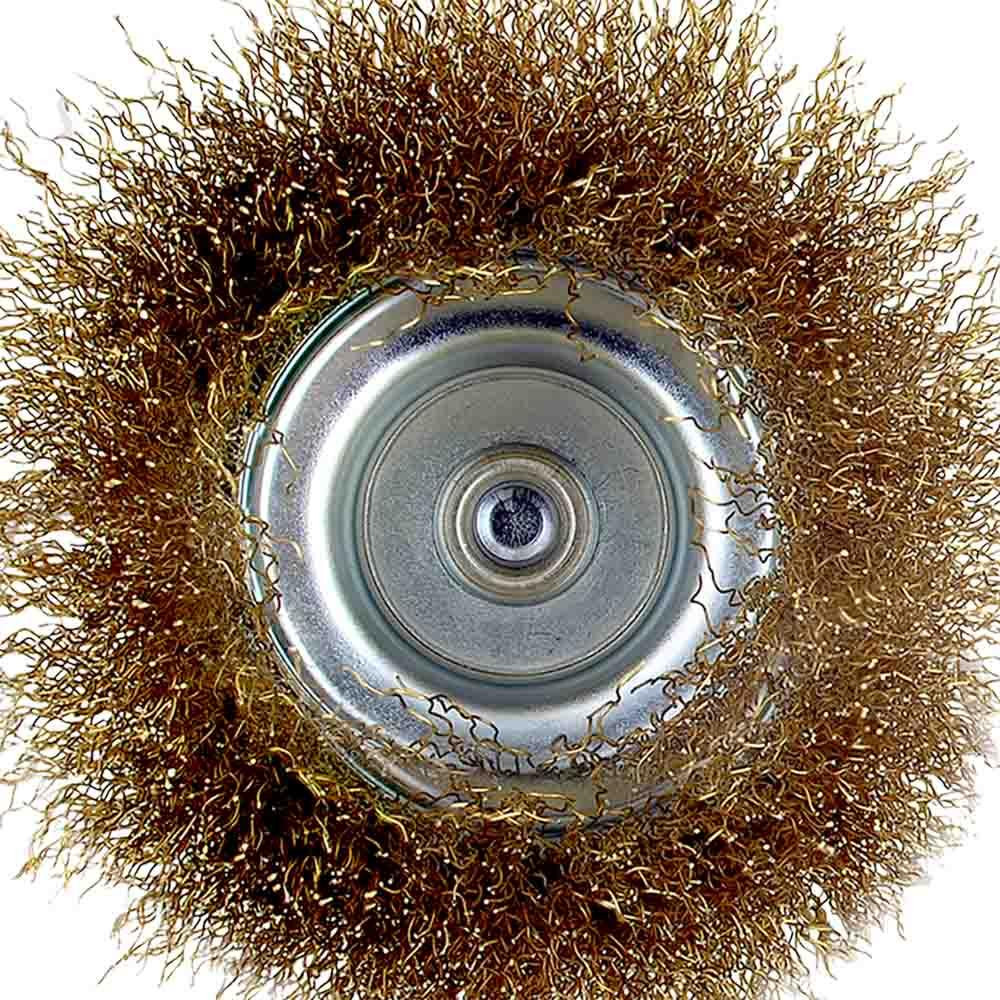 Щітка дротяна чашеподібна Ø100мм хвостовик Ø6мм (латунированная) SIGMA (9015101) Рівне - фото 4