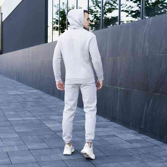 Тепле чоловіче худі на флісі з капюшоном сіре меланжеве Pobedov 007 ЗИМА Київ